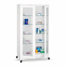 #26 MEDICINE MAXI GLASS ECONOMY - Arzneimittelschrank für Krankenhaus mit 4 Glasböden und Rollen, 1800x800x435 mm