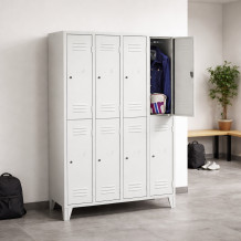 8-türiger Garderobenschrank mit kurzen Türen und Füßen