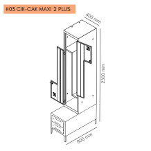 #03 CIK-CAK MAXI 2 PLUS – 2+2-türiger Kleiderschrank mit Z-förmigen Türen, eingebauter Sitzbank und Schuhschränken