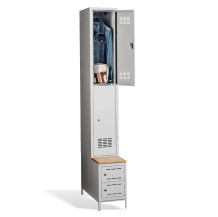 #03 MINI 2 PLUS – 2+2-türiger Kleiderschrank mit kurzen Türen, eingebauter Sitzbank und Schuhschränken