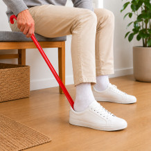#27 SHOEHORN RD – Großes Schuhregal aus Metall, rot