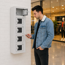 Schrank zum Laden von Mobiltelefonen mit 5 Fächern und Plexiglastüren