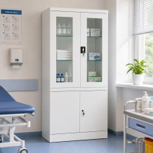 #03 MEDICINE PLUS GLASS – Medizinschrank für Praxen und Kliniken, mit Schrank und Vitrine, 1800/800/435 mm