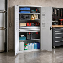 Werkzeugschrank mit hoher Tragfähigkeit, 4 Fachböden + 2 Schubladen