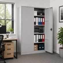 Hoher Büroschrank für Dokumente, 1200 mm breit, mit 4 Fachböden