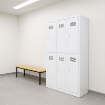 #03 MINI 6 – 6-türiger Kleiderschrank mit kurzen Türen, 1800/900/500 mm, RAL 9010