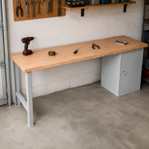 Arbeitstisch mit Schrank und 2 Regalböden, 2000 mm