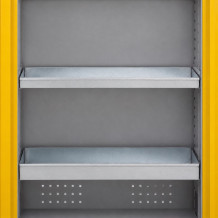 Verzinkte Auffangwanne für Chemikalienschrank, Tiefe 580 mm, hohe Ausführung