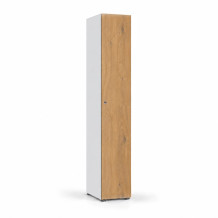 Holz-Garderobenschrank mit 1 Tür und langer Tür, auf Gleitern