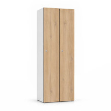 2-türiger Holz-Garderobenschrank mit Langtüren, auf Gleitern