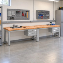 Werkbank mit 2 Hängeschubladen, 2000 mm