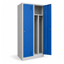 2-türiger Garderobenschrank mit Trennwand, blau
