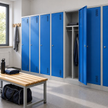 2-türiger Garderobenschrank mit Trennwand, blau