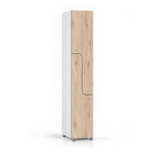 2-türiger Holz-Garderobenschrank mit Z-Türen, auf Gleitern