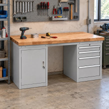 Werkbank mit Schrank und 4 Schubladen, Breite 1500 mm