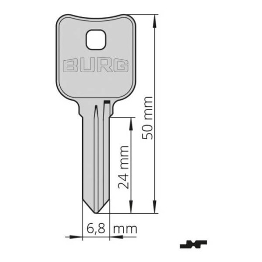 Ungeschnittener Schlüsselrohling für Schlösser H4J420X, HDC420X, GSC813X, C4J820X und alle Arten von Schlössern für Holzmöbel und Vitrinen.