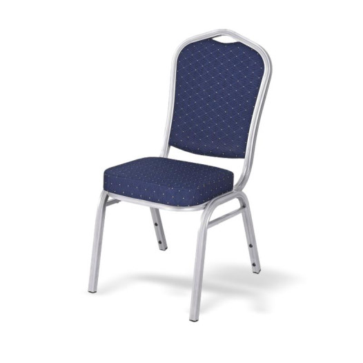 Blau gepolsterter Konferenzstuhl.