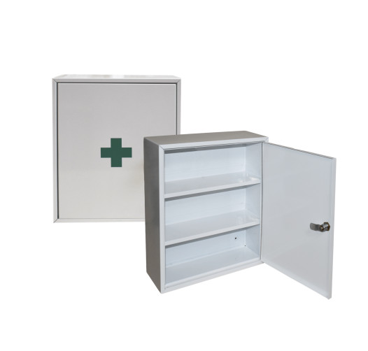 #27 FIRSTAID MINI - Arzneimittelschrank, Metall, mit 2 Fachböden, 400/340/145 mm