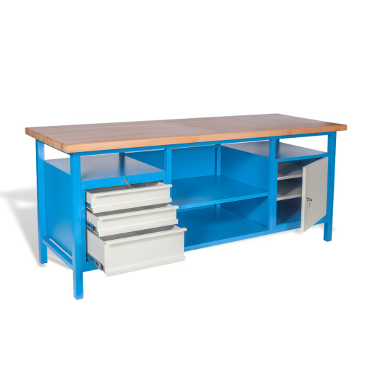 Arbeitstisch mit Schrank und 3 Schubladen, belastbar bis 500 kg