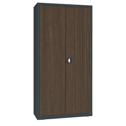 Büroschrank mit Holzfurnier an den Türen.