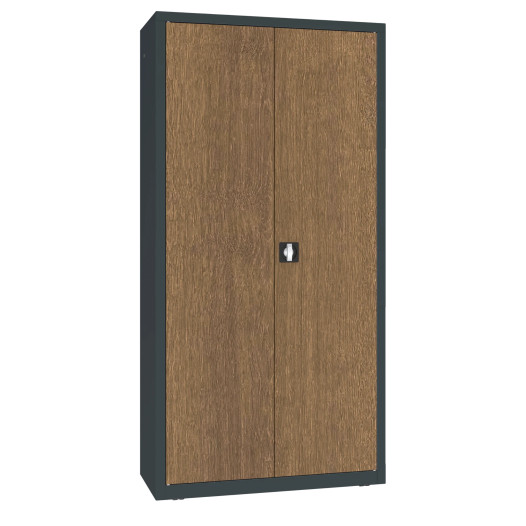 Büroschrank mit Holzfurnier an den Türen.