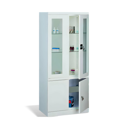 #03 MEDICINE PLUS GLASS – Medizinschrank für Praxen und Kliniken, mit Schrank und Vitrine, 1800/800/435 mm