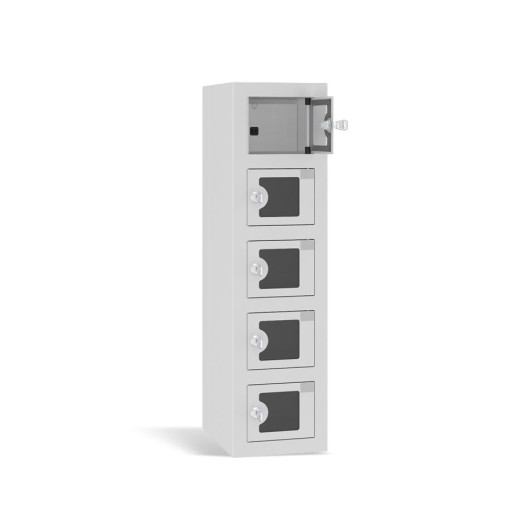Schrank zum Laden von Mobiltelefonen mit 5 Fächern und Plexiglastüren