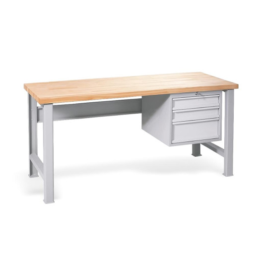 Arbeitstisch mit 3 Hängeschubladen und festen Beinen, 1700 mm