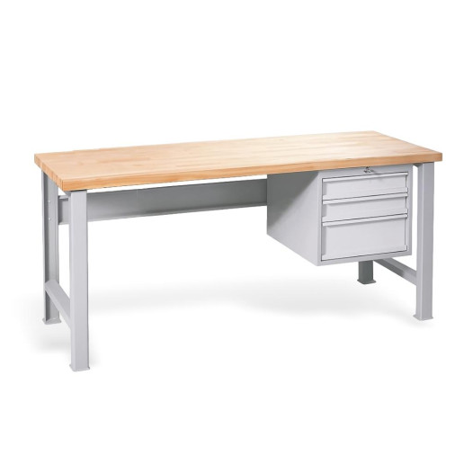 Arbeitstisch mit 3 Hängeschubladen und festen Beinen, 2000 mm