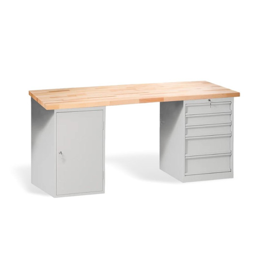 Arbeitstisch mit Schrank und 5 Schubladen, 2000 mm