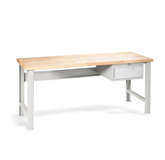 Arbeitstisch mit 1 Hängeschublade und festen Beinen, 2000 mm