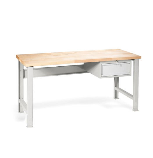 Arbeitstisch mit 1 Hängeschublade und verstellbaren Beinen, 1500 mm