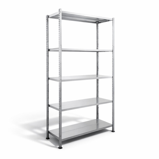 Regalanordnung mit 5 Regalböden.