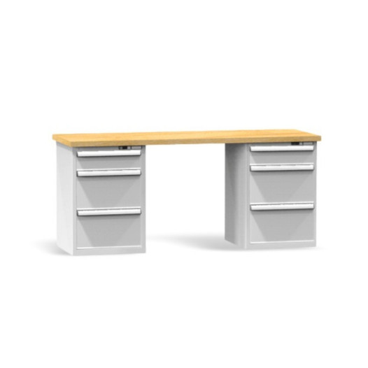 Werkbank mit drei Schubladen auf beiden Seiten, 2000 mm