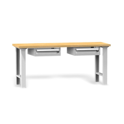 Werkbank mit einer Schublade auf beiden Seiten und höhenverstellbaren Füßen