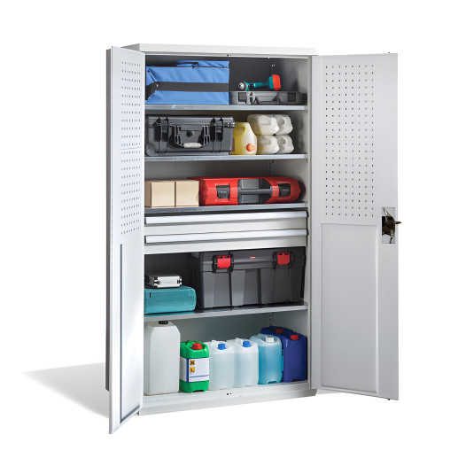 Werkzeugschrank mit hoher Tragfähigkeit, 4 Fachböden + 2 Schubladen