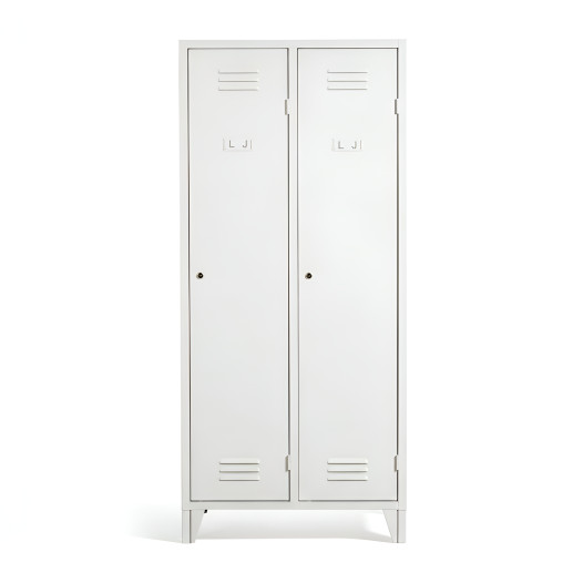 2-türiger Garderobenschrank mit Trennwand auf Füßen (zerlegt)