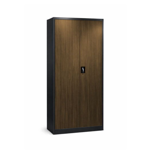 Büroschrank mit dunkler Holzoptik, 4 Fachböden