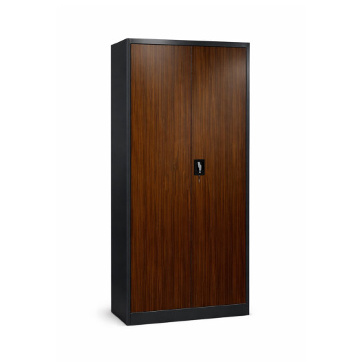 Büroschrank für Dokumente mit dunkler Holzoptik