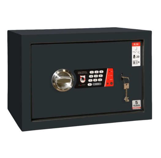 #17 MINISAFE R30 ELECTRO KEY - Mini Sicherheitsschrank schwarz - weiß, 430/300/320 mm