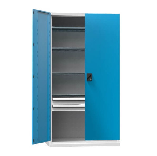 #29 STRONG DEEP SIMPLE 2D BLUE - Werkstattschrank mit 4 Fachböden und 2 Schublade, BLAU, 1950x1044x625 mm